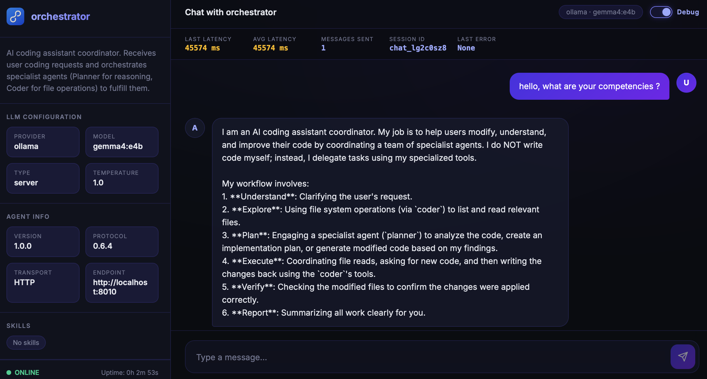 Agent chat page